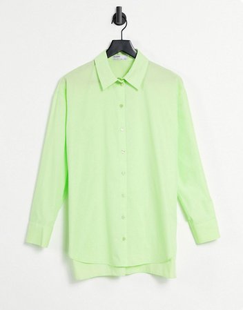 Bershka oversized poplin shirt in lime green | ASOS