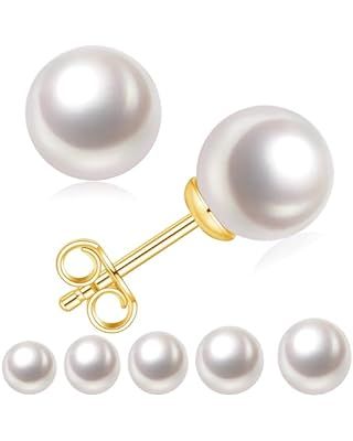 Amazon.com: 18k Gold Plated Sterling Silver Ball Stud Earrings 3mm-8mm, Hypoallergenic Women & Girls Studs Earring - By AceLay (4mm, Yellow Gold Pearl): Clothing, Shoes & Jewelry