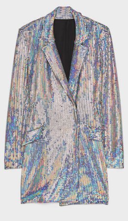 bershka blazer dress with iridescent mirrored sequins
