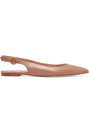 Neutral Leather slingback point-toe flats | Gianvito Rossi | NET-A-PORTER