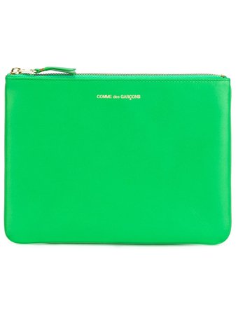 Green Comme Des Garçons Wallet Zipped Clutch | Farfetch.com