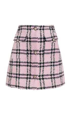 Tartan Sequin Tweed Mini Skirt By Alessandra Rich | Moda Operandi