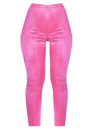 Hot Pink High Shine Slinky High Waist Leggings | PrettyLittleThing