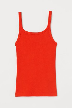 Ribbed Jersey Tank Top - Orange-red - Ladies | H&M US