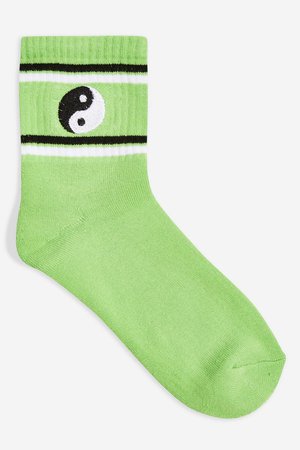 yin yang green socks