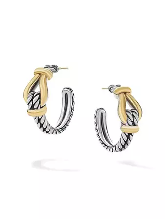 Shop David Yurman Thoroughbred Loop Huggie Hoop Earrings With 18K Yellow Gold | Saks Fifth Avenue