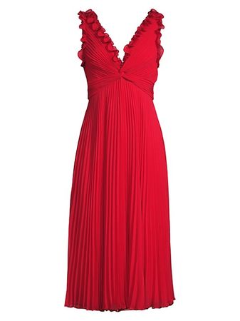 Shop Ungaro Alessandra Pleated V-Neck Midi-Dress | Saks Fifth Avenue