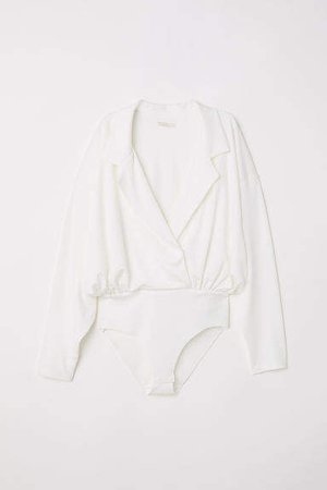 Long-sleeved Bodysuit - White