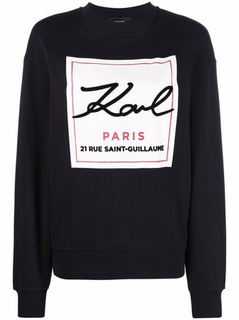 Shop Karl Lagerfeld logo-print crewneck sweatshirt with Express Delivery - FARFETCH