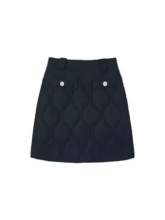SIST9016 Quilted Tweed Skirt _Dark Navy | W Concept