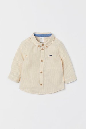 Cotton Shirt - Yellow/white striped - Kids | H&M US