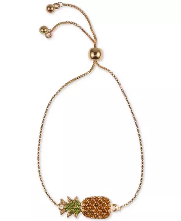 Charter Club Gold-Tone Pavé Pineapple Slider Bracelet, Created for Macy's & Reviews - Bracelets - Jewelry & Watches - Macy's