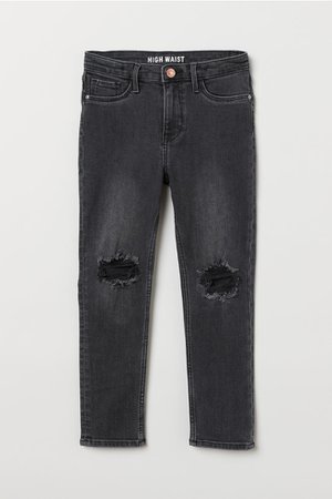Skinny Fit High Trashed Jeans - Black denim - Kids | H&M US