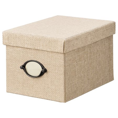KVARNVIK Storage box with lid - beige - IKEA