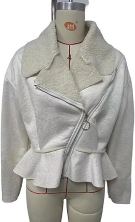 Women's Suede Sherpa Fuzzy Short Coats Ladies Lapel Suede Sherpa Lined Outerwear Crop Coat at Amazon Women's Coats Shop