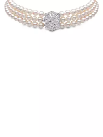 Yoko London 18kt White Gold Pearl And Diamond Choker - Farfetch