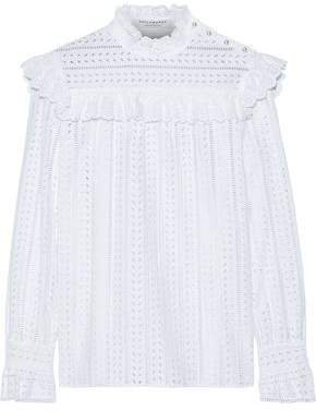 Ruffle-trimmed Broderie Anglaise Cotton-blend Blouse