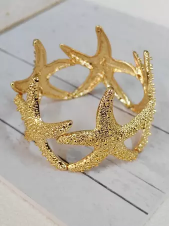 Elastic Gold Silver Big Starfish Bracelet Bangle Beach Jewelry | SHEIN USA