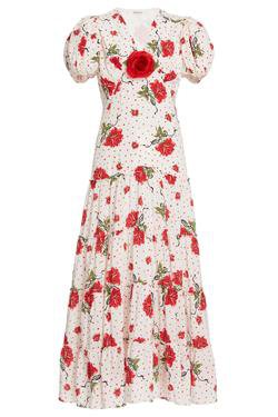 Red Rose Tiered Silk Dress – Rodarte