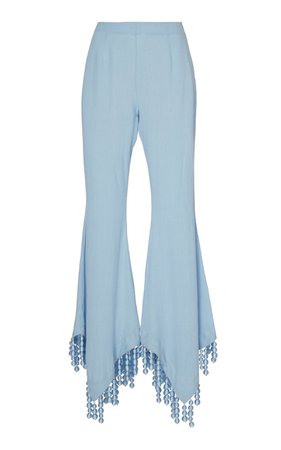 Keira Bead-Embellished Linen Flared Pants by Cult Gaia | Moda Operandi
