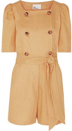 Diana Belted Linen Playsuit - Sand