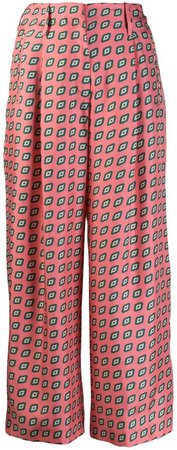 diamond pattern cropped trousers