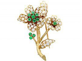 Vintage Emerald Brooch with Diamonds | AC Silver