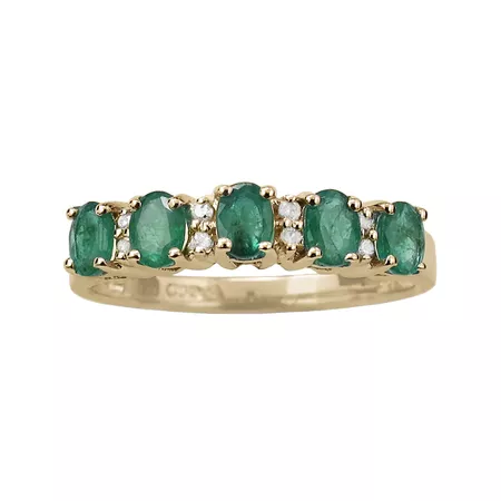 10k Gold Emerald & Diamond Accent Ring