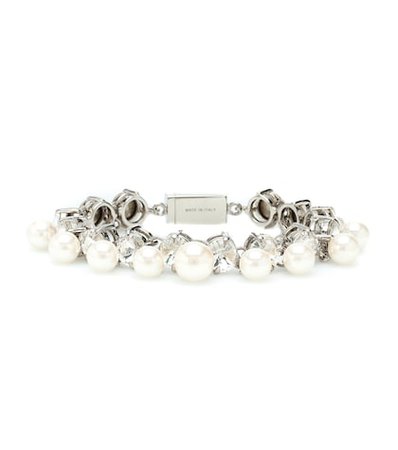Faux pearl and crystal bracelet