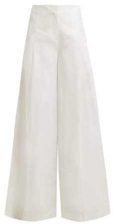 Ligurie Wide Leg Linen Trousers - Womens - White