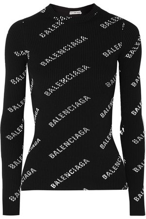 Balenciaga | Printed ribbed-knit top | NET-A-PORTER.COM
