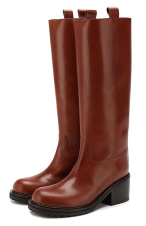Женские коричневые кожаные сапоги A.F.VANDEVORST — купить за 54000 руб. в интернет-магазине ЦУМ, арт. 192 X1010-001