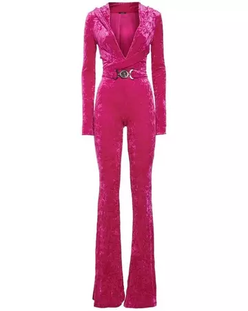 Versace Hooded Stretch Velour Jumpsuit in Pink | Lyst