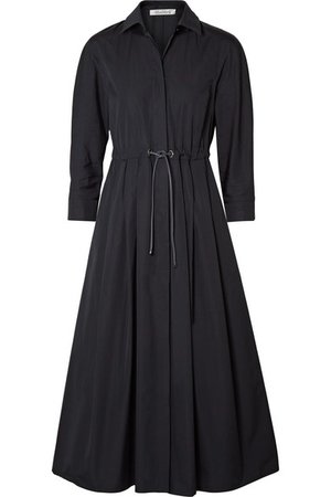Max Mara | Belted pleated cotton-poplin midi dress | NET-A-PORTER.COM