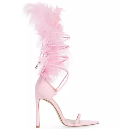 AZALEA WANG Cleasby Faux Feather Pointed Toe Sandal (Women) | Nordstrom