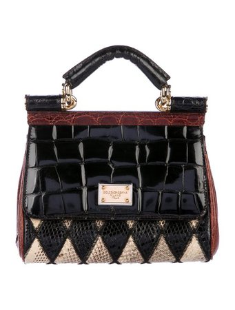 Dolce & Gabbana Crocodile-Trimmed Patchwork Snakeskin Mini Miss Sicily Bag - Handbags - DAG127610 | The RealReal