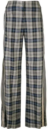 checkered wide-leg trousers