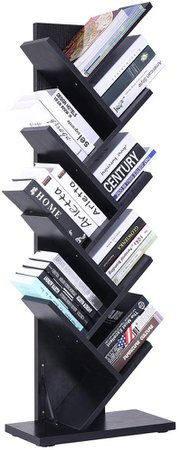 Amazon.com: SUPERJARE 9-Shelf Tree Bookshelf, Thickened Compact Book Rack Bookcase, Display Storage Furniture for CDs, Movies & Books - Black: Home & Kitchen