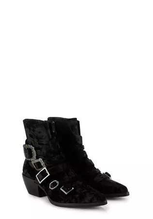 Widow Velvet Pointed Toe Ankle Boots - Black – Dolls Kill