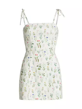 Shop Alice + Olivia Jensen Floral Denim Minidress | Saks Fifth Avenue