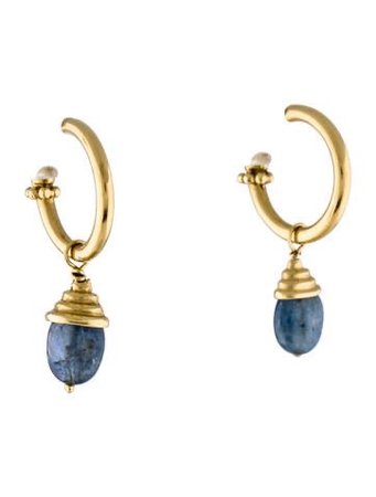 gold marble blue drop earrings
