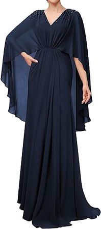 Mother of The Bride Dresses with Cape Chiffon Evening Dress Long Formal Wedding Guest Dresses for Women at Amazon Women’s Clothing store