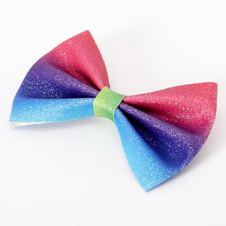 Rainbow Ombre Glitter Mini Hair Bow Clip | Claire's US