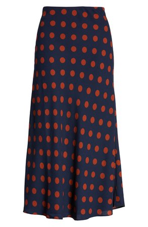 Halogen® Bias Cut A-Line Midi Skirt (Regular & Petite) blue rust