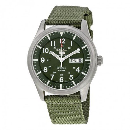 Seiko 5 Sport Automatic Khaki Green Canvas Men's Watch SNZG09 - Seiko 5 - Seiko - Watches - Jomashop