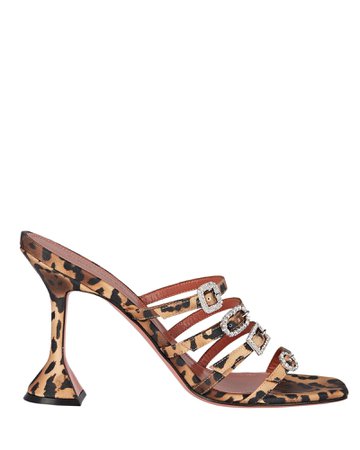 Amina Muaddi Robyn Leopard Satin Slide Sandals | INTERMIX®