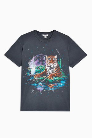 Charcoal Grey Mystic Tiger T-Shirt | Topshop