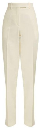 Side Striped Wool Trousers - Womens - White