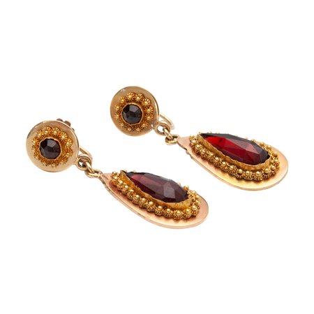 Victorian Garnet Earrings For Sale at 1stDibs