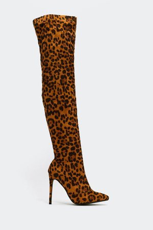 That Don't Impress Me Much Leopard Over-the-Knee Boot | Shop Clothes at Nasty Gal!